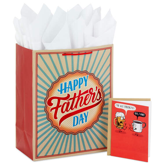 13" Happy Father's Day Large Gift Bag With Greeting Card and Tissue Paper