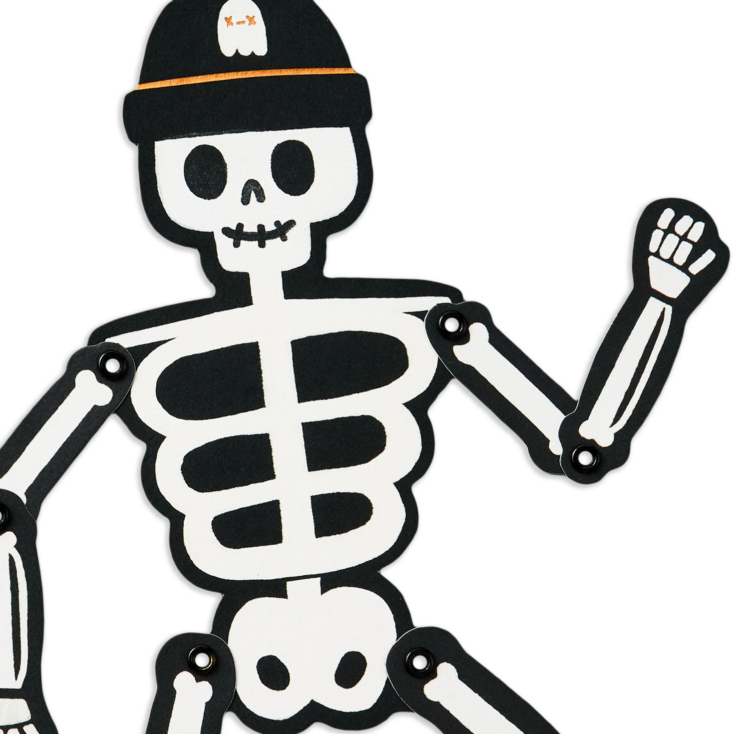 Skateboarding Skeleton Paper Craft Halloween Card Card Front Detail image number 4