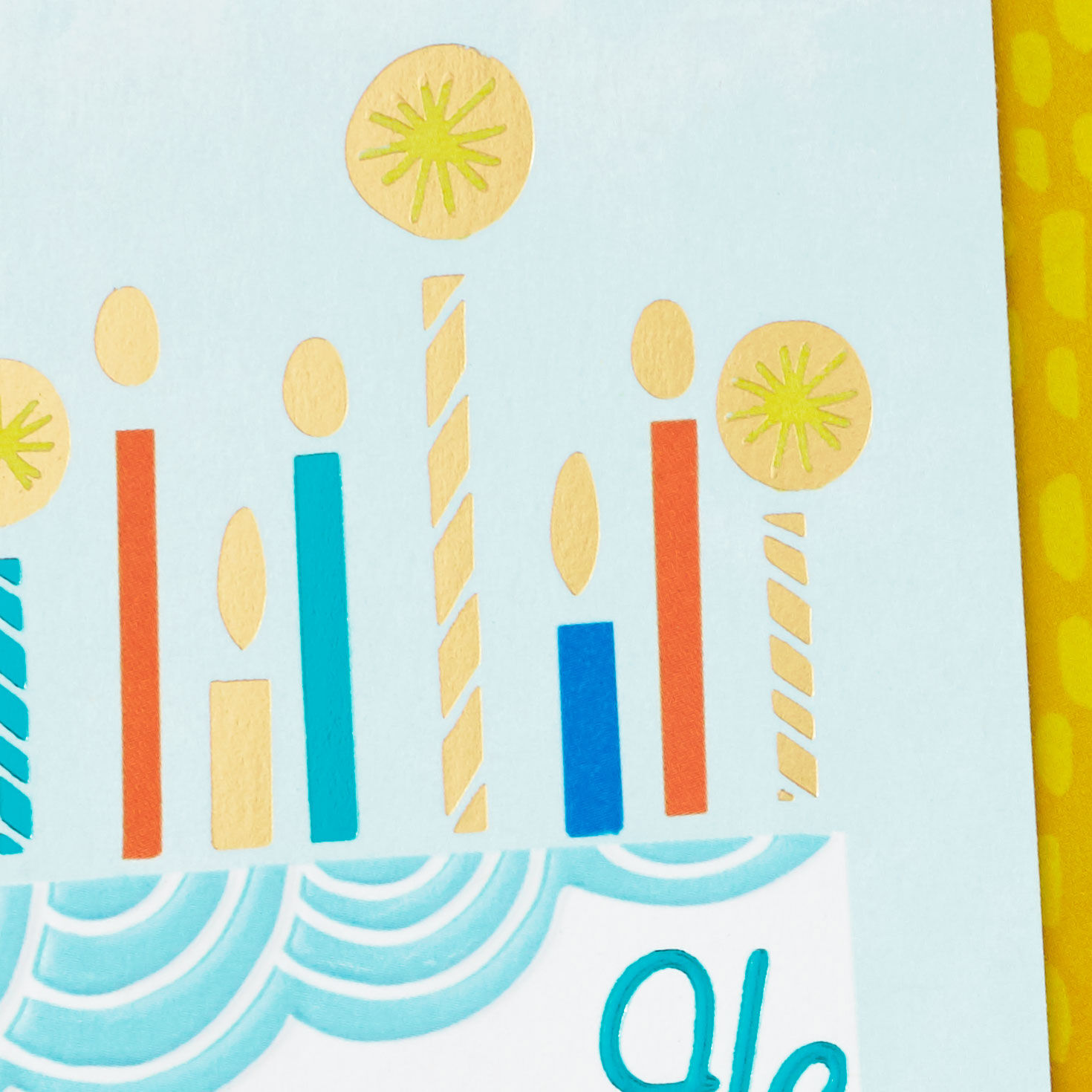 Fancy Cake on Blue Birthday Card Card Front Detail image number 4