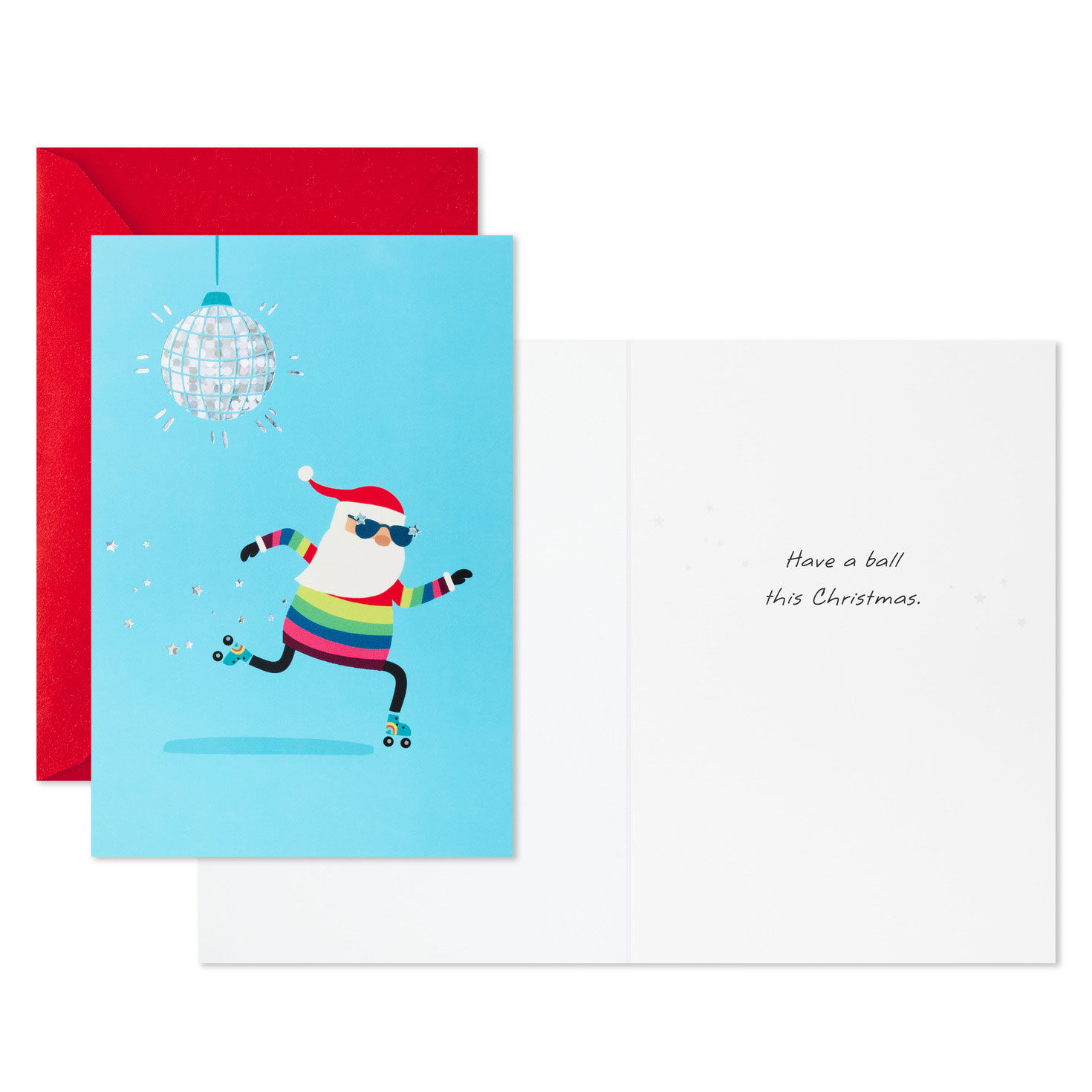 Disco Santa Claus Boxed Christmas Cards Card Front with Sentiment image number 3