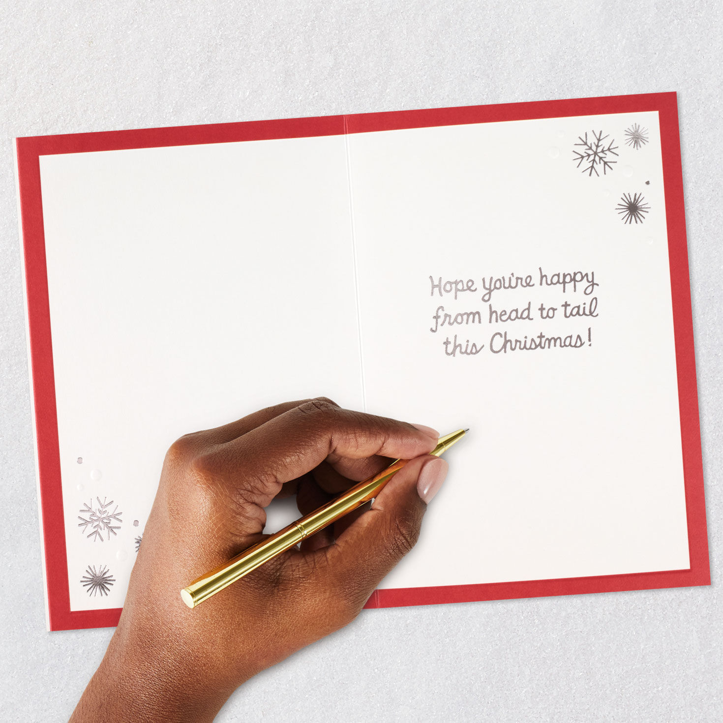 English Bulldog in Santa Hat Christmas Card signing card image number 7