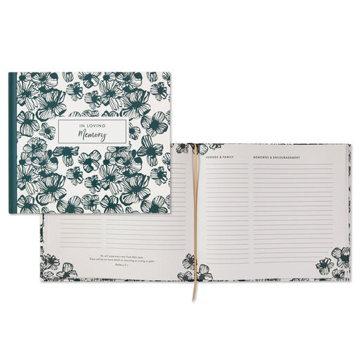 In Loving Memory Floral Funeral Guest Book, 