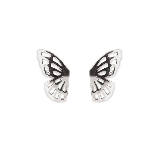 Pura Vida Fly Away Butterfly Wings Silver Stud Earrings, 
