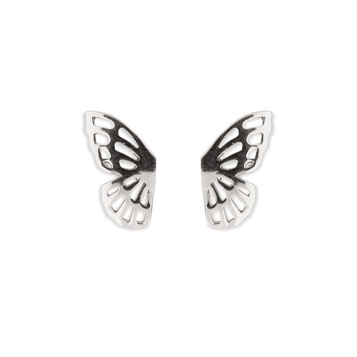 Pura Vida Fly Away Butterfly Wings Silver Stud Earrings, 