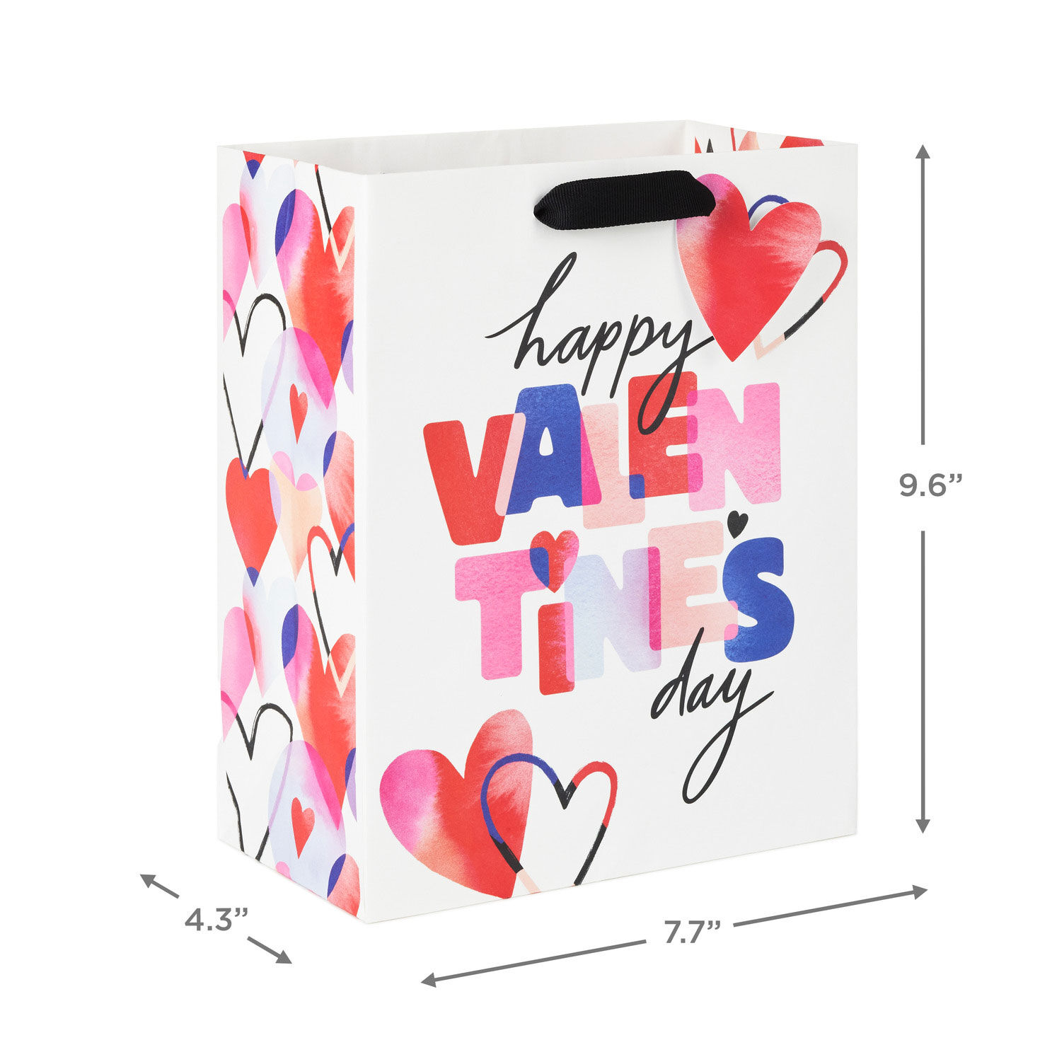 9.6" Happy Valentine's Day on White Medium Gift Bag, , large image number 3