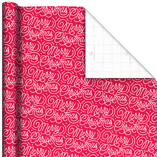 Merry Christmas on Red Wrapping Paper, 35 sq. ft., 