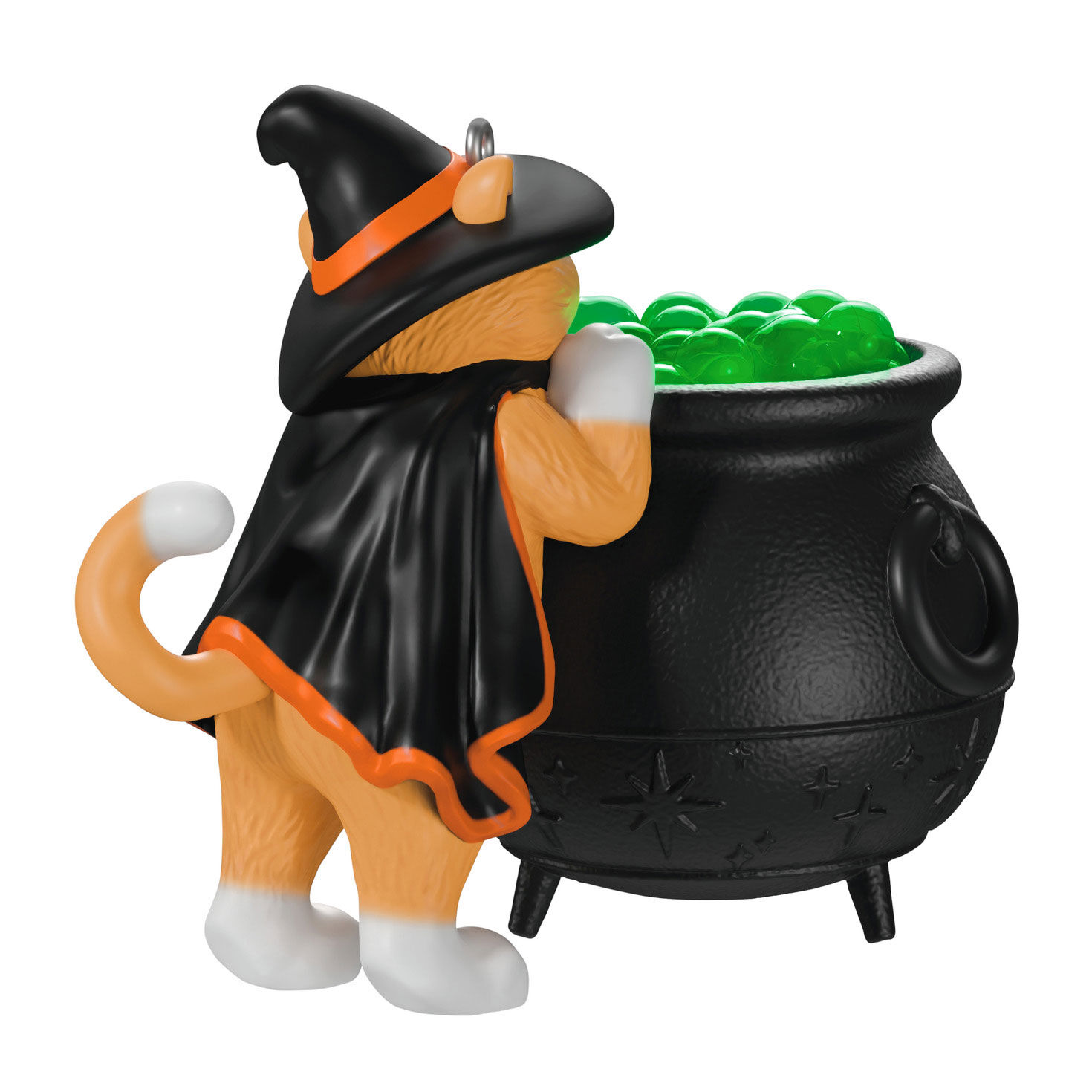 Orange Cat With Witch Cauldron Keepsake Ornament Back image number 4