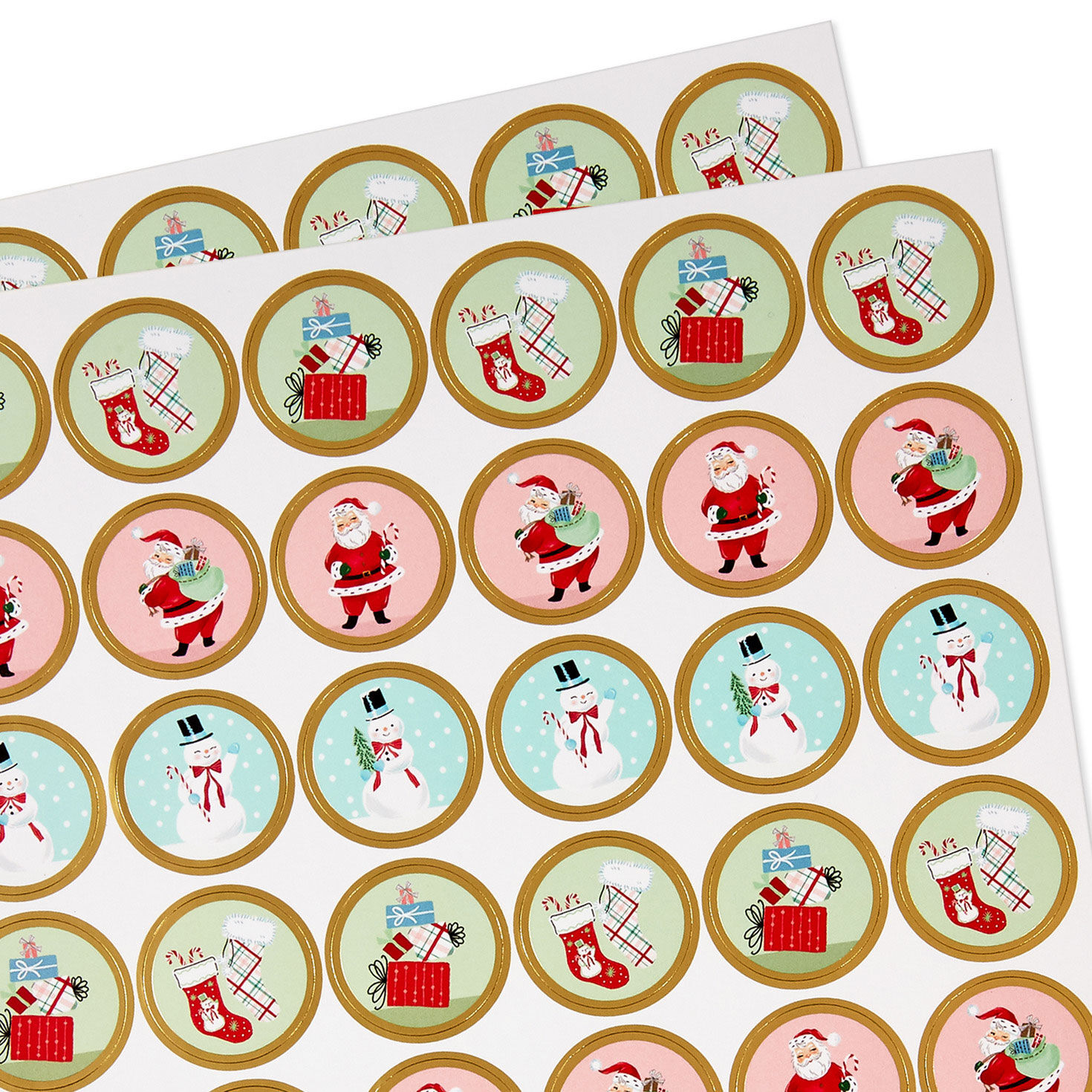 Nostalgic Winter Icons Round Christmas Seals 2 Sheets Note Cards