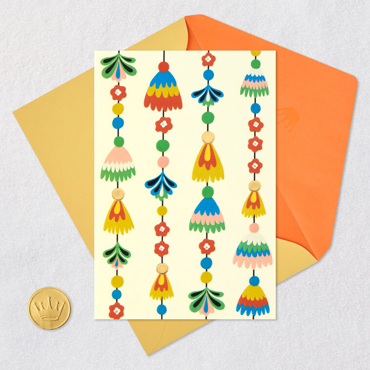 Festive Tassel Garland Blank Card Card Front with Envelope and Gold Seal image number 4