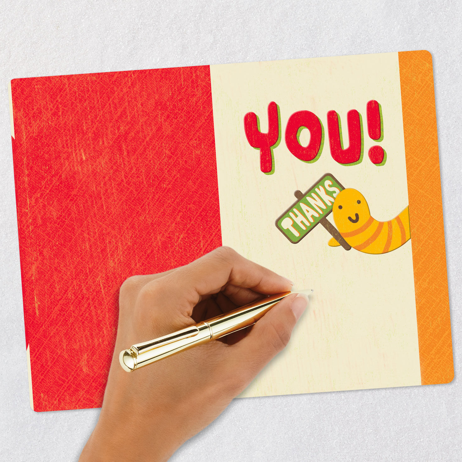 Apple and Worm Teacher Thank You Card From Kids Signing card image number 6