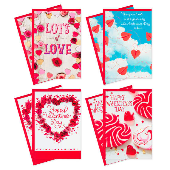 Charming Heart Designs Assorted Valentine's Day Cards, Pack of 8