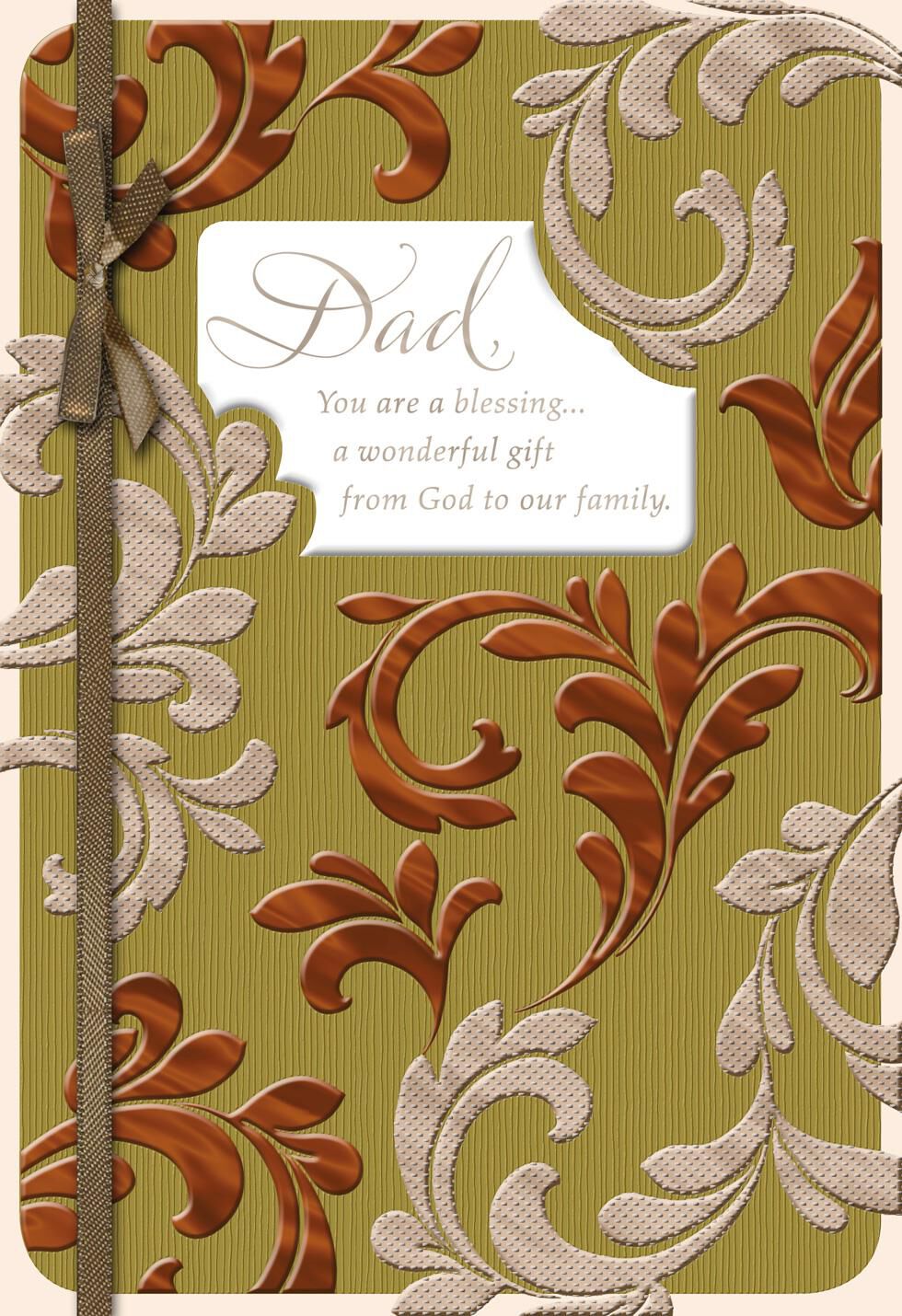 Embossed Foil Leaves Religious Birthday Card for Dad