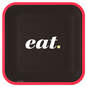 Black and Red "Eat" Square Dinner Plates, Set of 8, , large image number 1