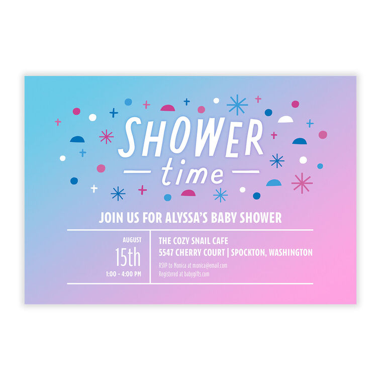 Pink and Blue Ombré Baby Shower Invitation, , large image number 5