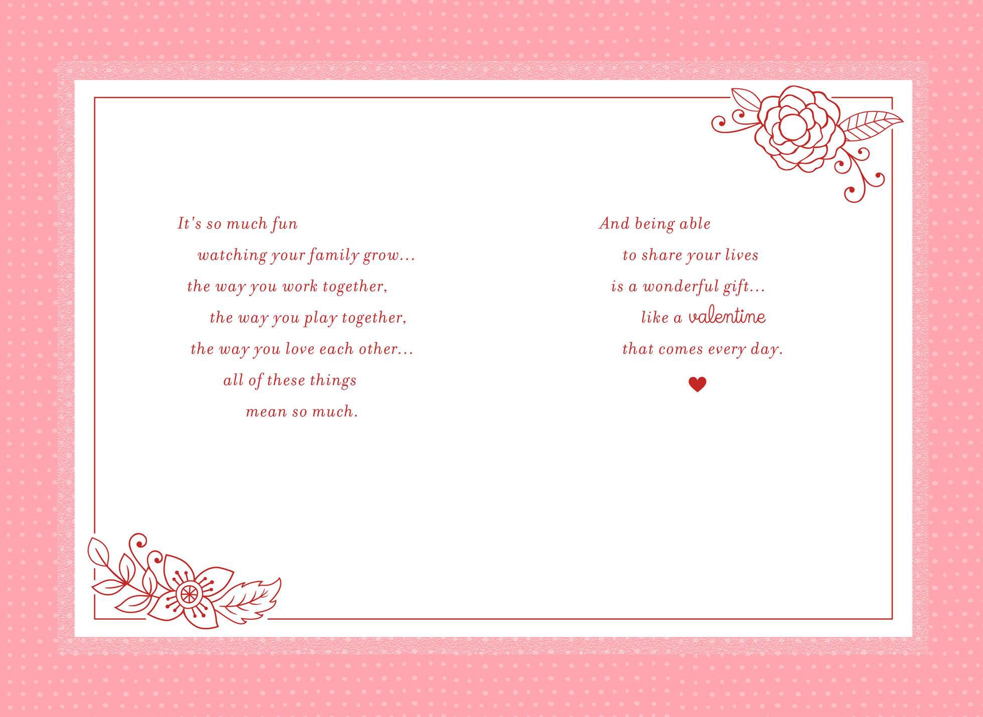 Floral Valentine's Day Card for Daughter and Her Family