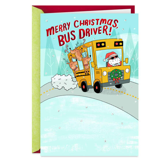 Thank You for Your Great Care Christmas Card for Bus Driver