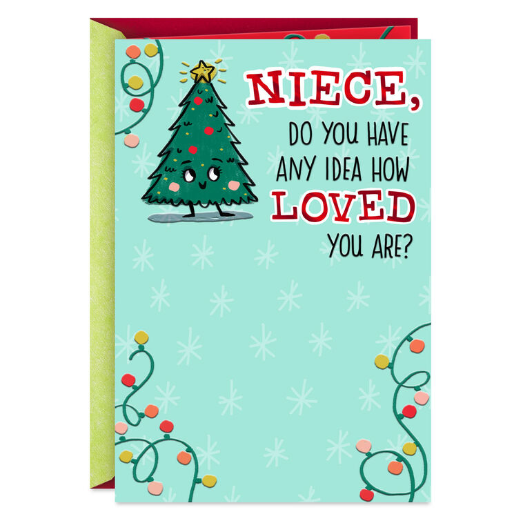 You're Tree-mendously Loved Funny Christmas Card for Niece