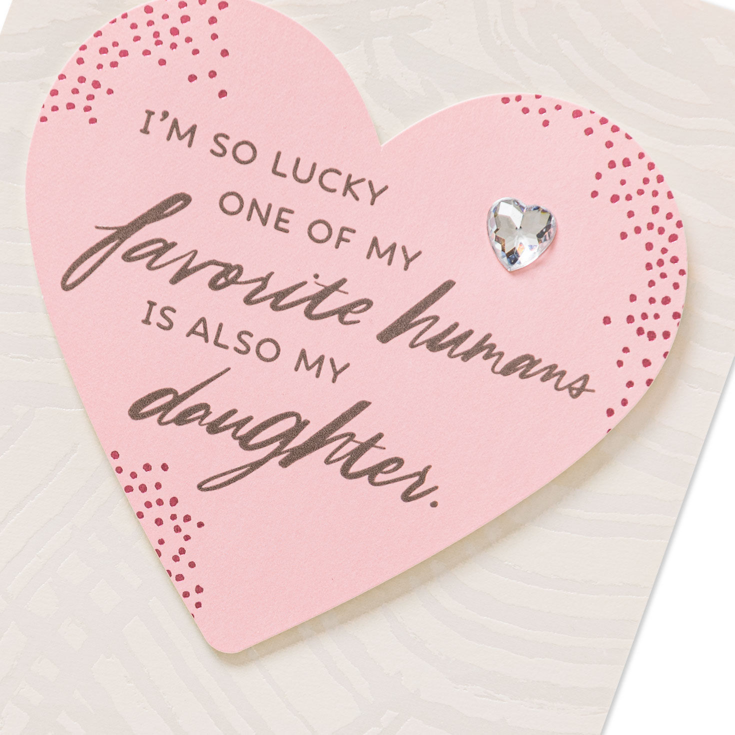 Sparkly Pink Heart Daughter Valentine's Day Card Card Front Detail image number 5