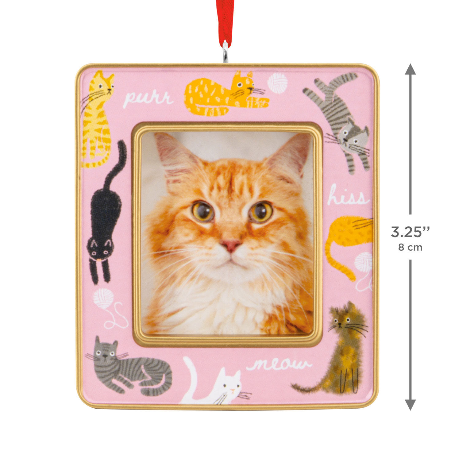 Cats on Pink Photo Frame Christmas Ornament measurement image number 3