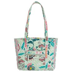 Vera Bradley Iconic Small Tote Bag in Mint Flowers - Handbags & Purses ...