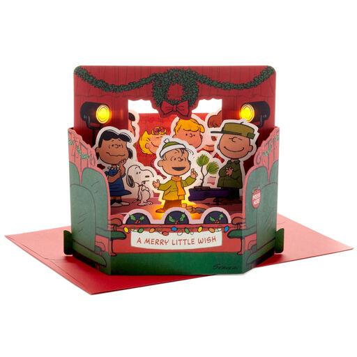 Peanuts® Merry Little Wish 3D Pop-Up Christmas Card With Sound and Light, 
