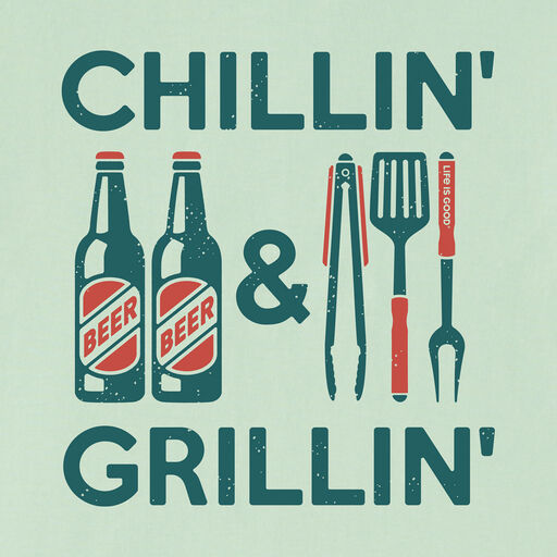 Life Is Good Chillin & Grillin Men's Light Green T-Shirt, 