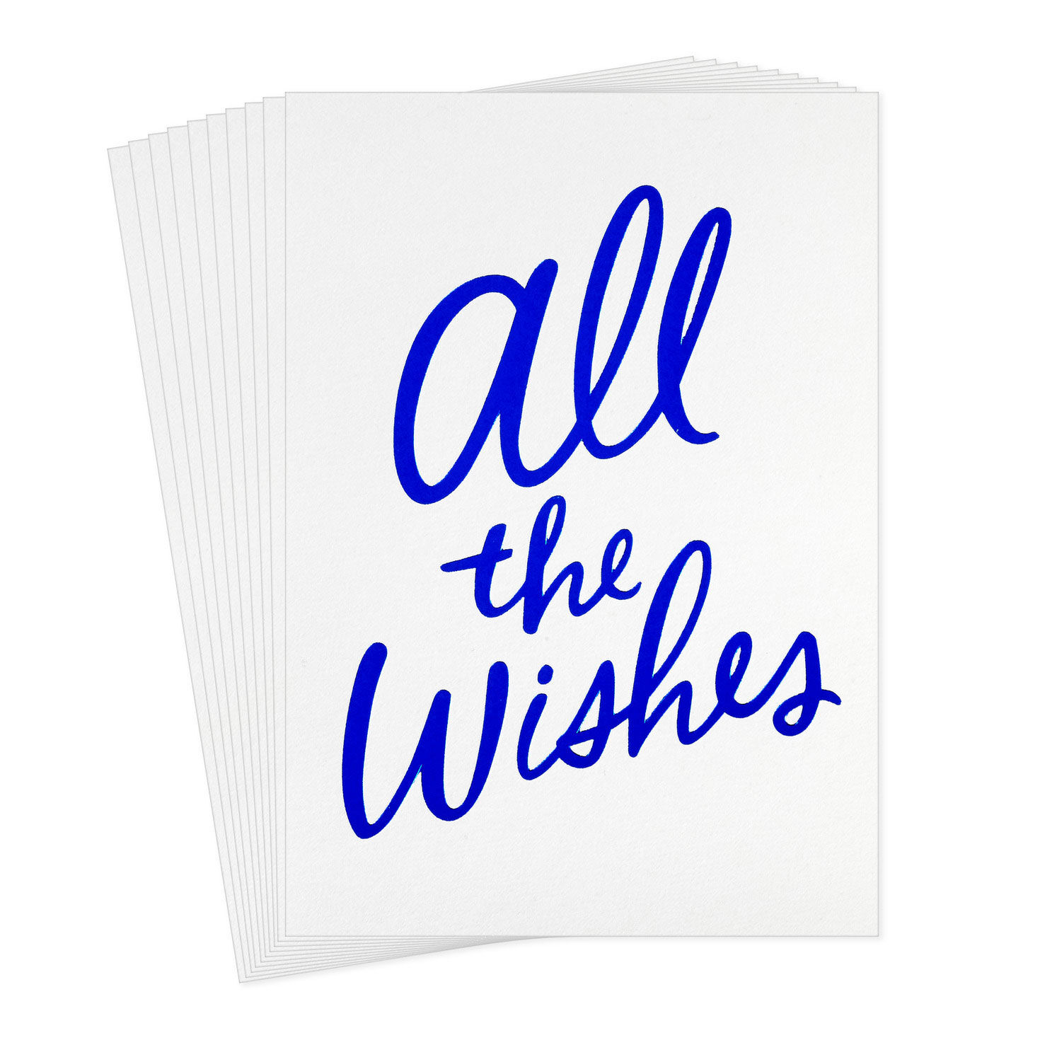 Blue Foil Script on White Blank Note Cards Pack  image number 2