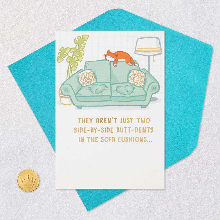 Couch with Butt Dents Funny Anniversary Card Card Front with Envelope and Gold Seal image number 5