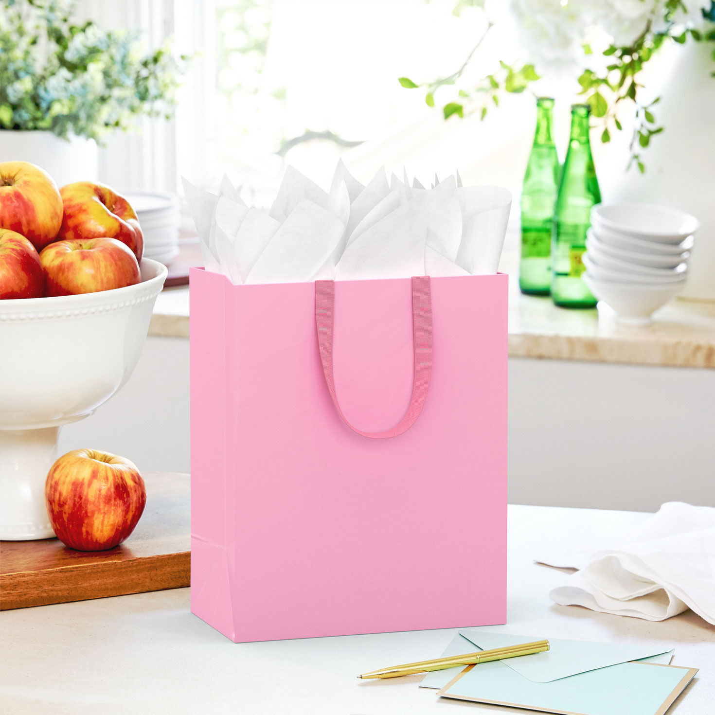 Solid Pink Medium Gift Bag in use image number 2