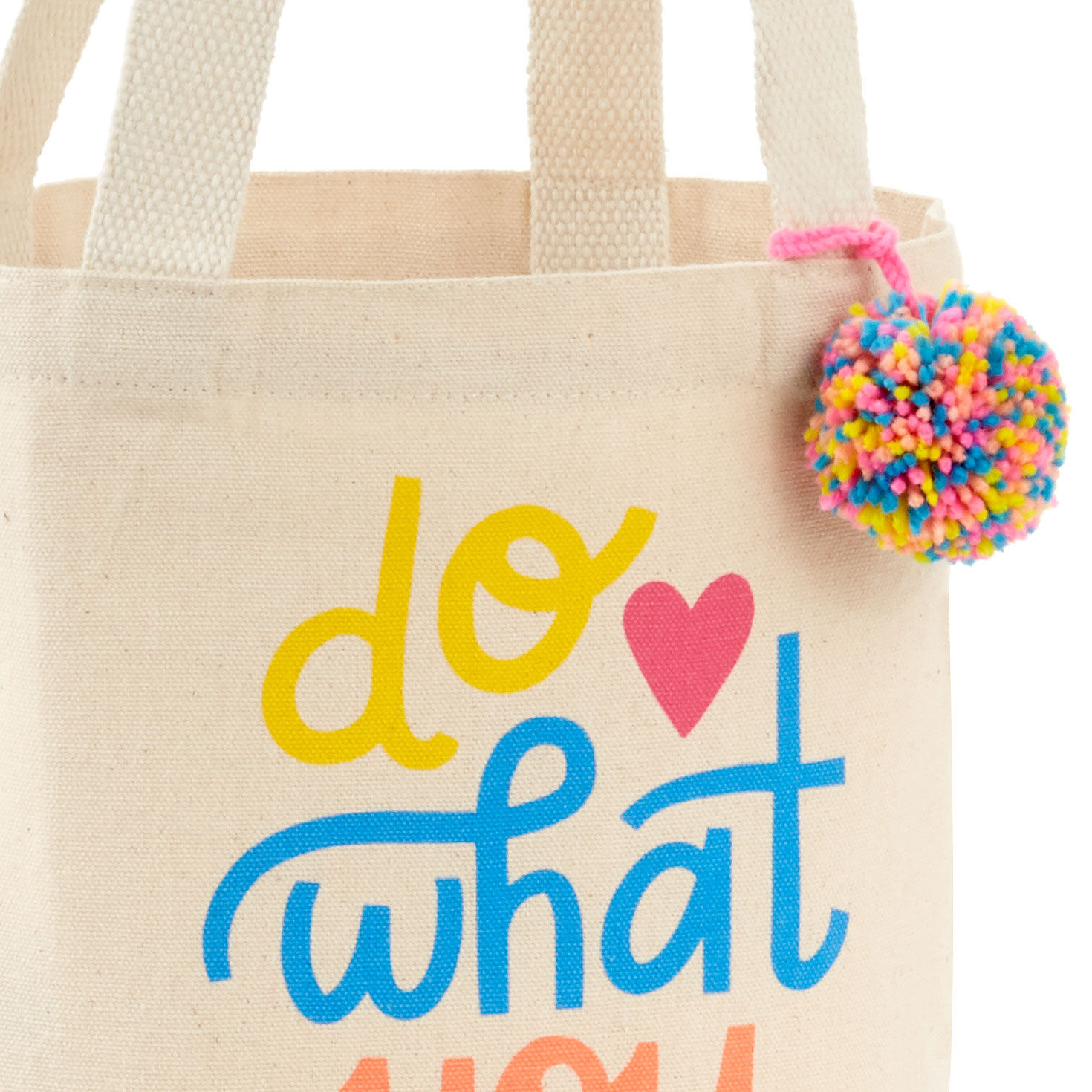 Colorful Message Canvas Tote Gift Bag Handle Detail image number 4