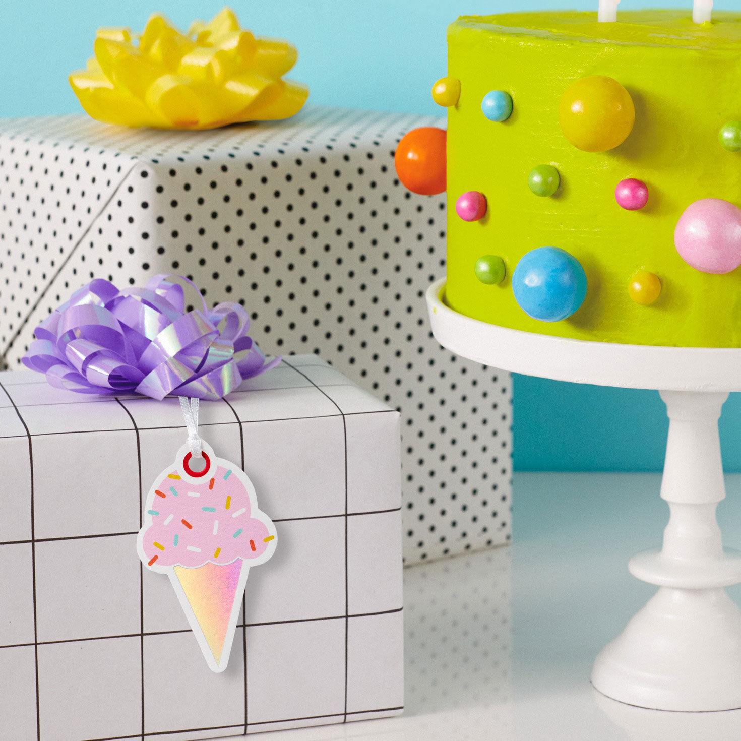 Ice Cream Cone With Sprinkles Die-Cut Gift Tag in use image number 2