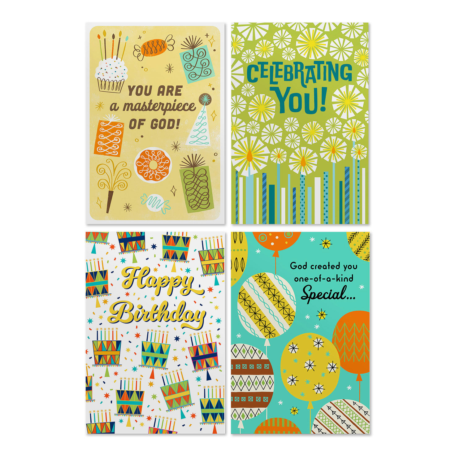 Festive Assorted Religious Birthday Cards, Box of 12