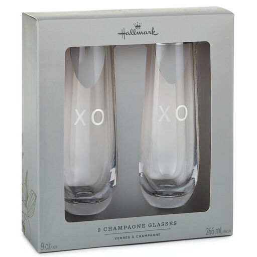 XO Stemless Champagne Flutes, Set of 2, 