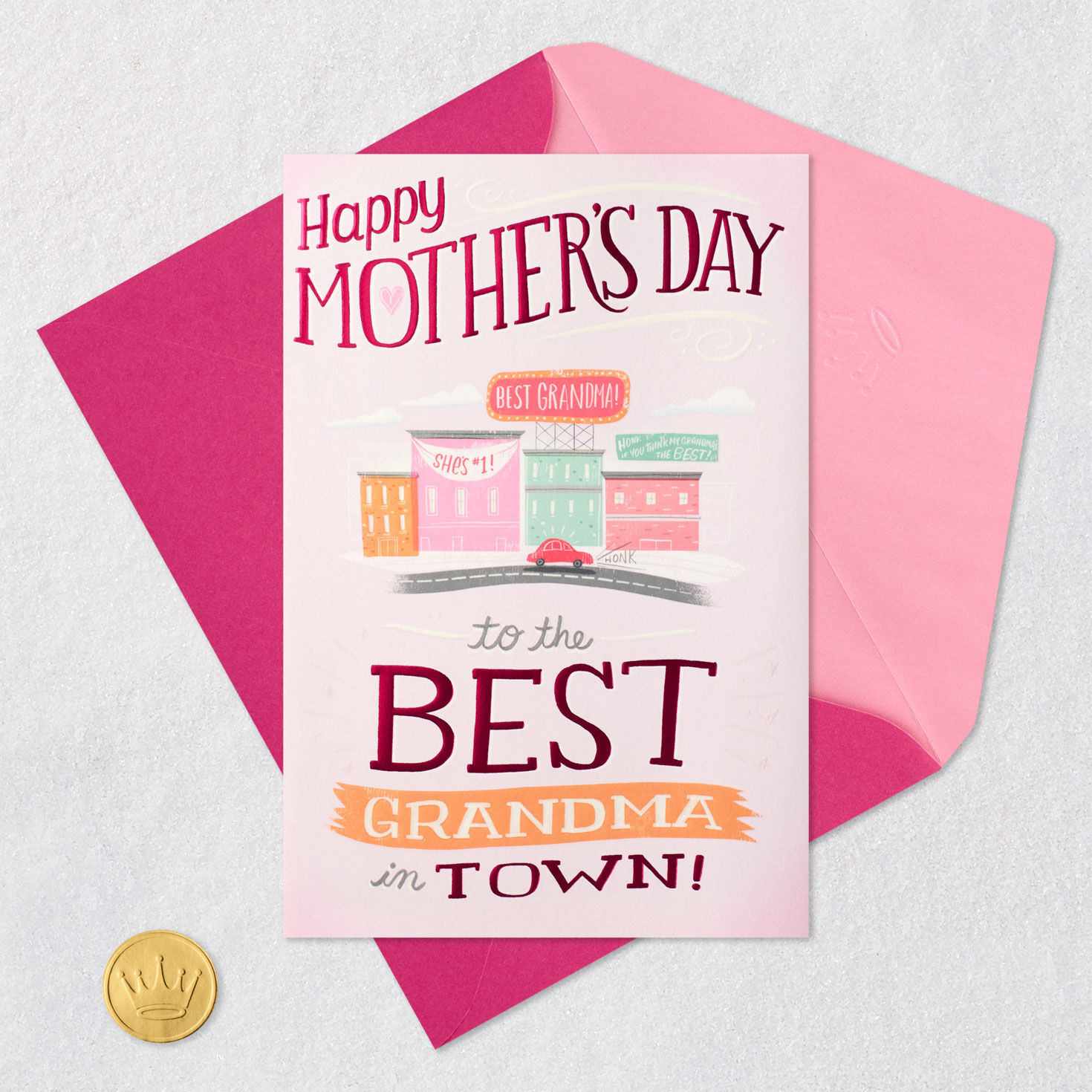 Best Grandmother Funny Pop-Up Mother's Day Card for Grandma Card Front with Envelope and Gold Seal image number 6