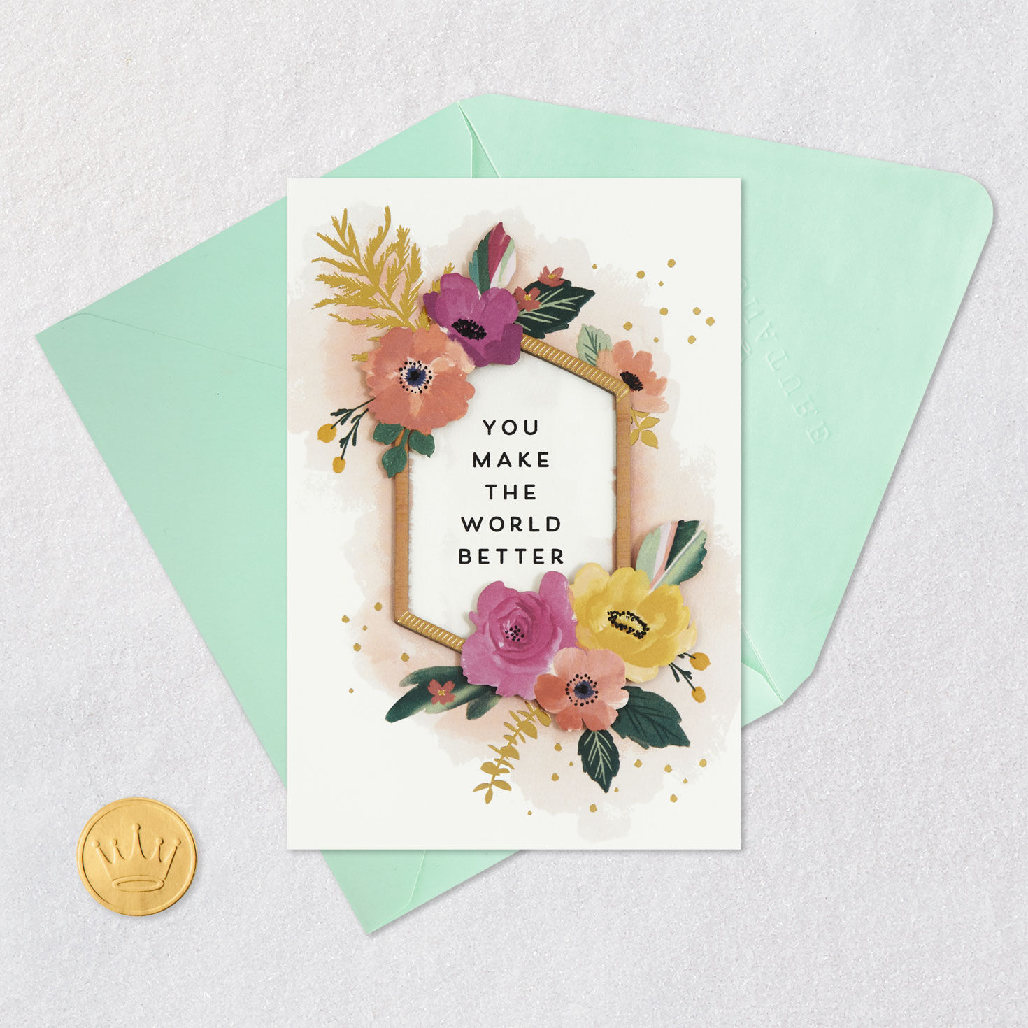 Floral Frame Friendship Card Card Front with Envelope and Gold Seal image number 5