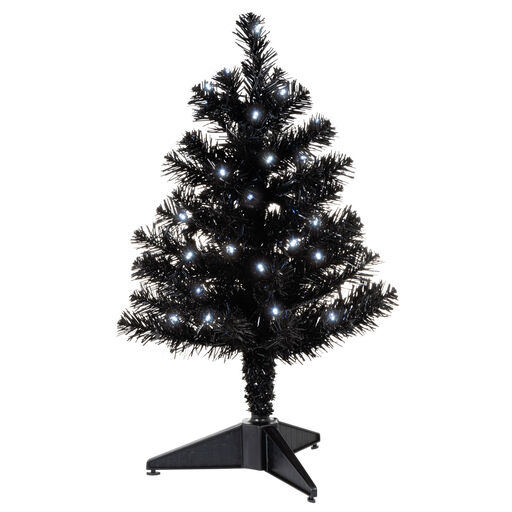 Miniature Black Pre-Lit Christmas Tree, 18.75", 