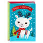 Cute White Deer in Scarf Baby's First Christmas Card, , large image number 1