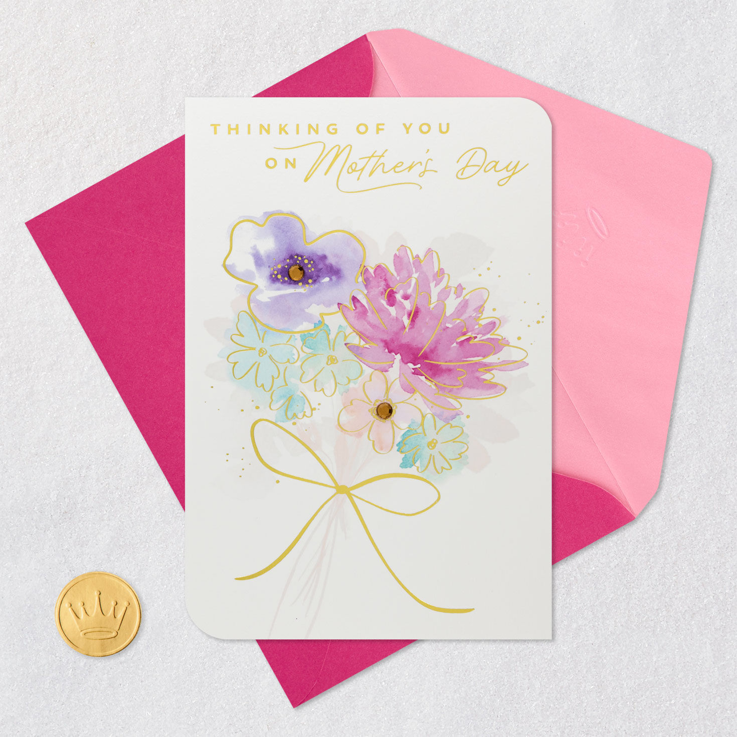 Flowers Care and Concern Mother's Day Card Card Front with Envelope and Gold Seal image number 5