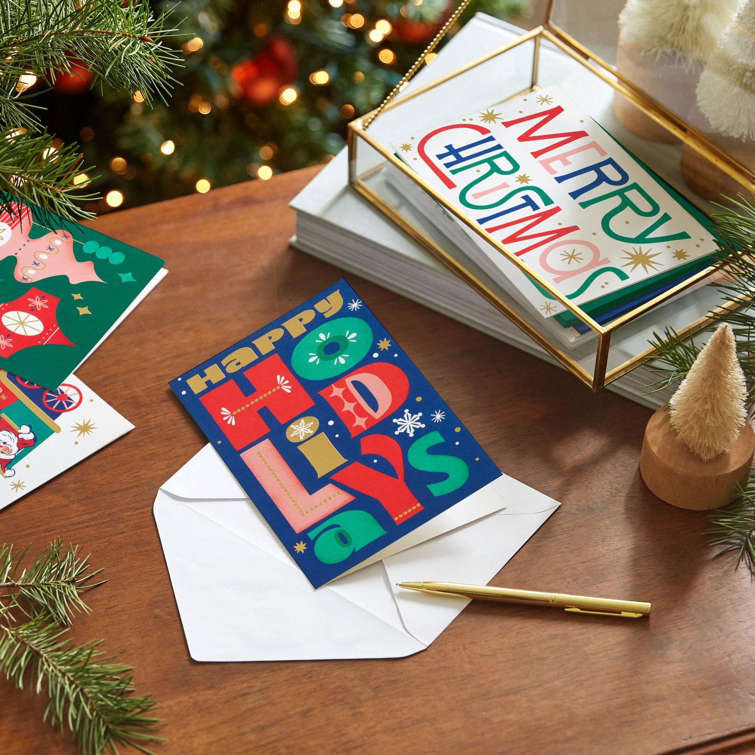 Retro Boxed Christmas Cards Bulk Assortment in use image number 7