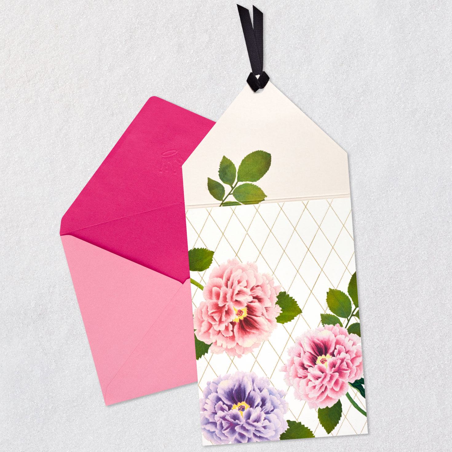 Pink and Purple Flowers Mother's Day Card Open card with envelope image number 3