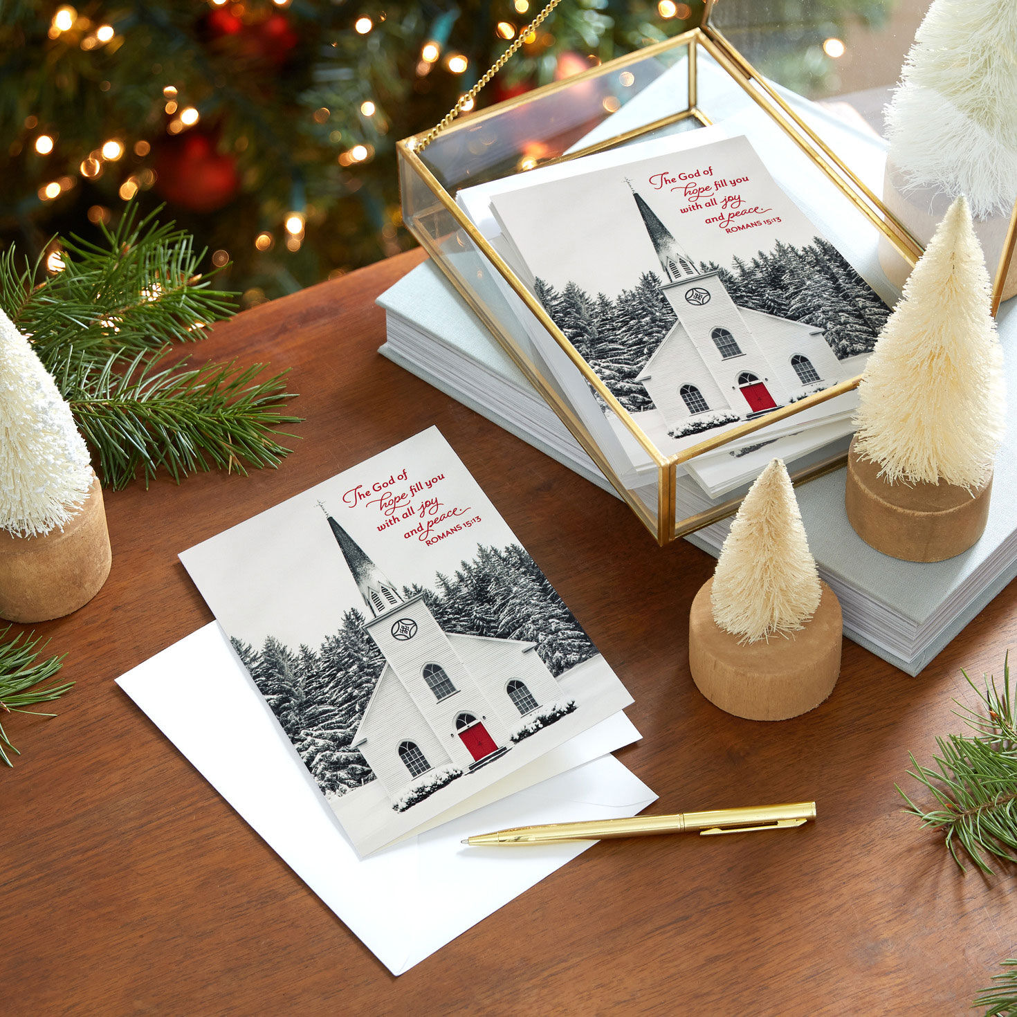 White Church DaySpring Religious Christmas Cards in use image number 7