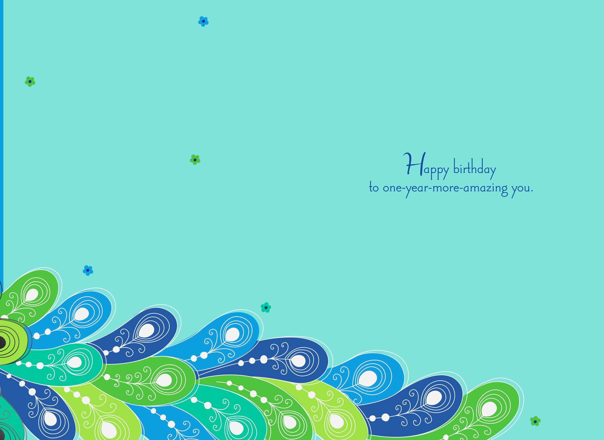 Peacock You Become More Unique Birthday Card
