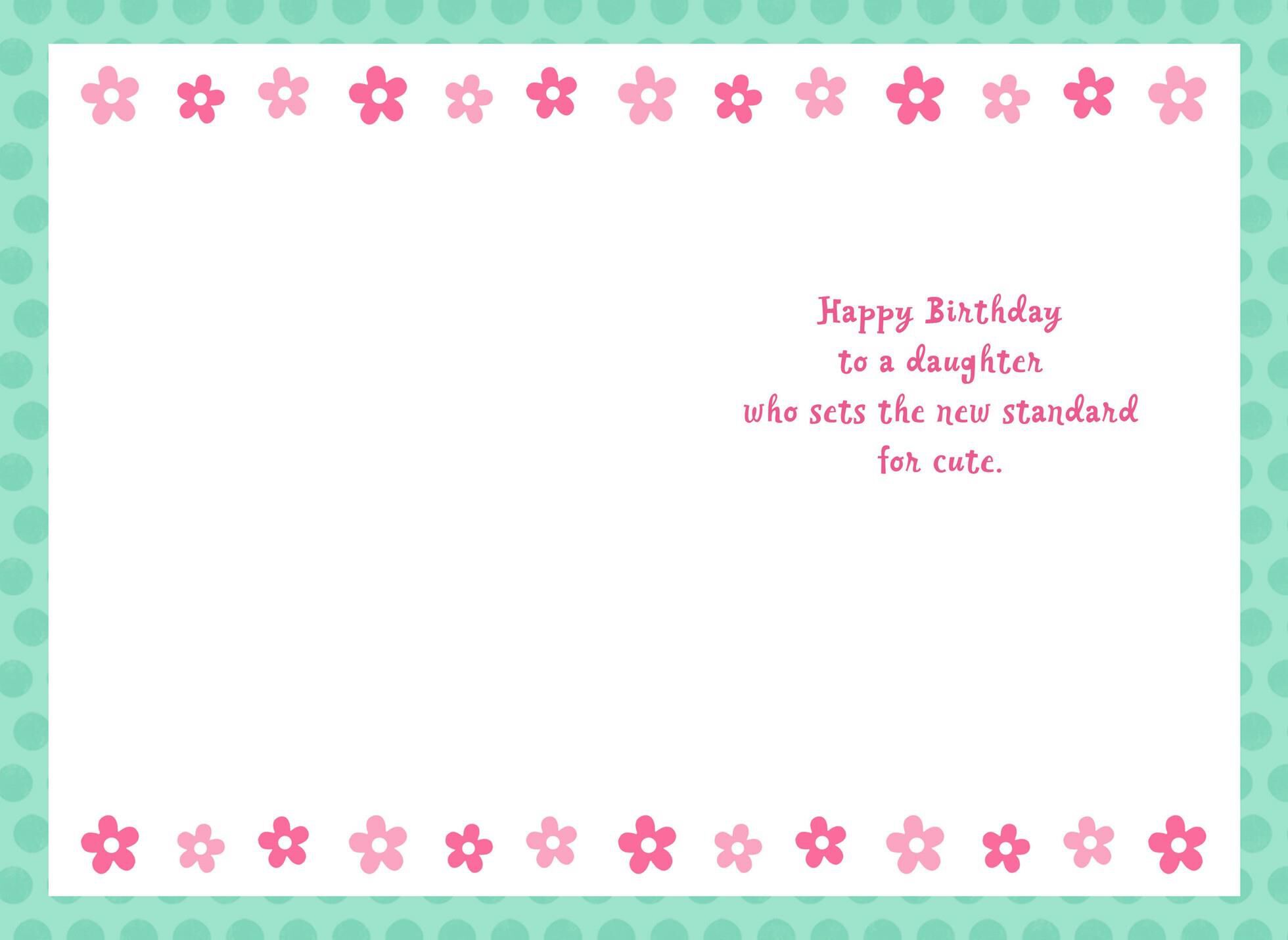 White Puppy with Pink Bow Birthday Card for Daughter