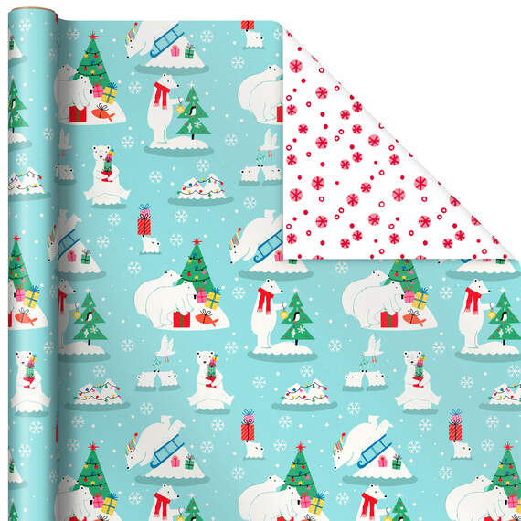 Winter Friends 3-Pack Reversible Kids Christmas Wrapping Paper Assortment, 120 sq. ft., , large image number 5