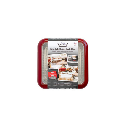 Red Fancy Panz Square Foil Pan Serving Tray, 