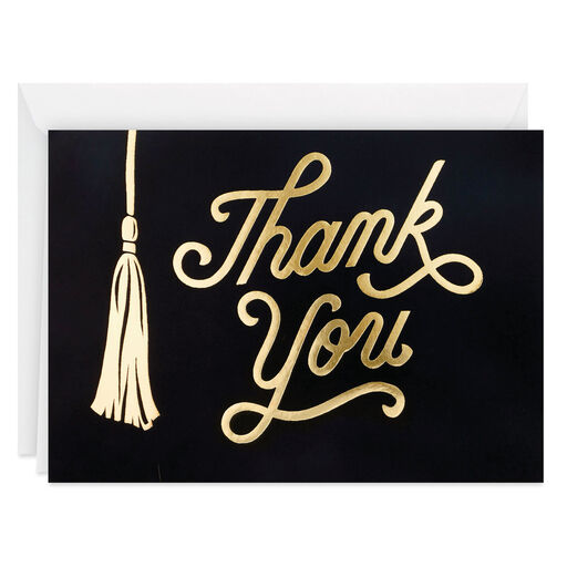 Black and Gold Tassel Blank Graduation Thank-You Notes, Pack of 40, 