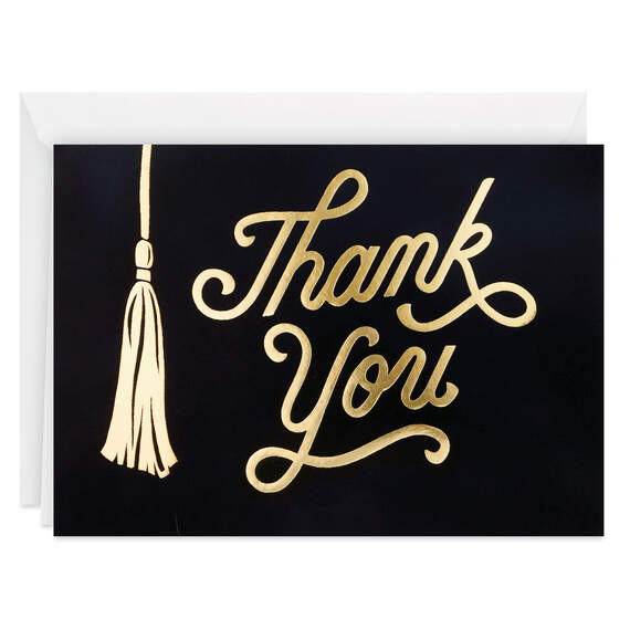 Black and Gold Tassel Blank Graduation Thank-You Notes, Pack of 40, , large image number 1