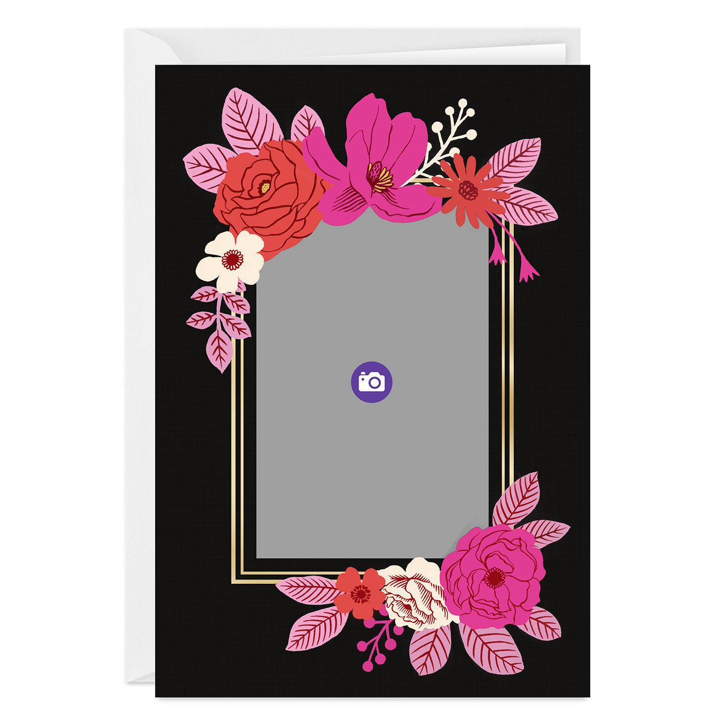 Pink Floral and Gold Frame Custom Card, , large image number 3