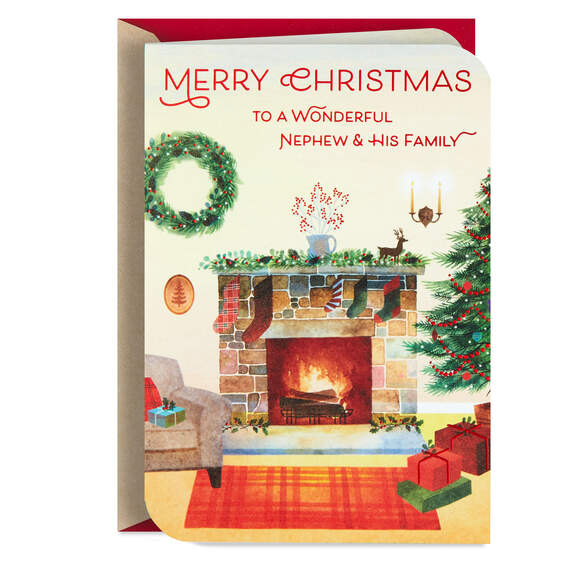 A Happy Family Christmas Card for Nephew and Family, , large image number 1