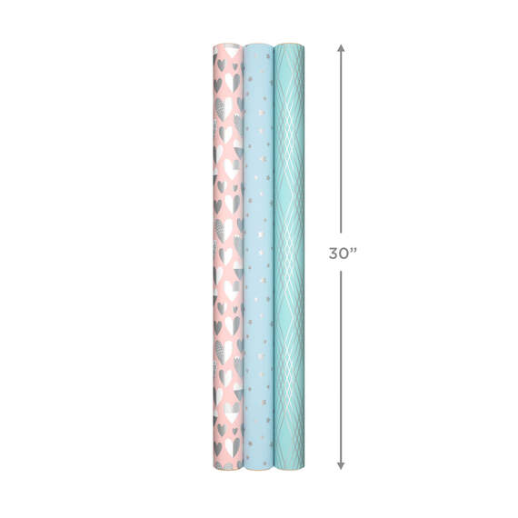 Silver and Pastels 3-Pack Wrapping Paper, 105 sq. ft. total, , large image number 8